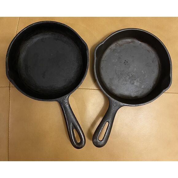 Set Of 2 VINTAGE CAST IRON SKILLETs 6 1/2 INCH Primitive Decor - Picture 3 of 5